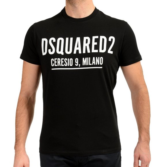 Dsquared2 Men's Black Logo Print Short Sleeve Crewneck T-Shirt